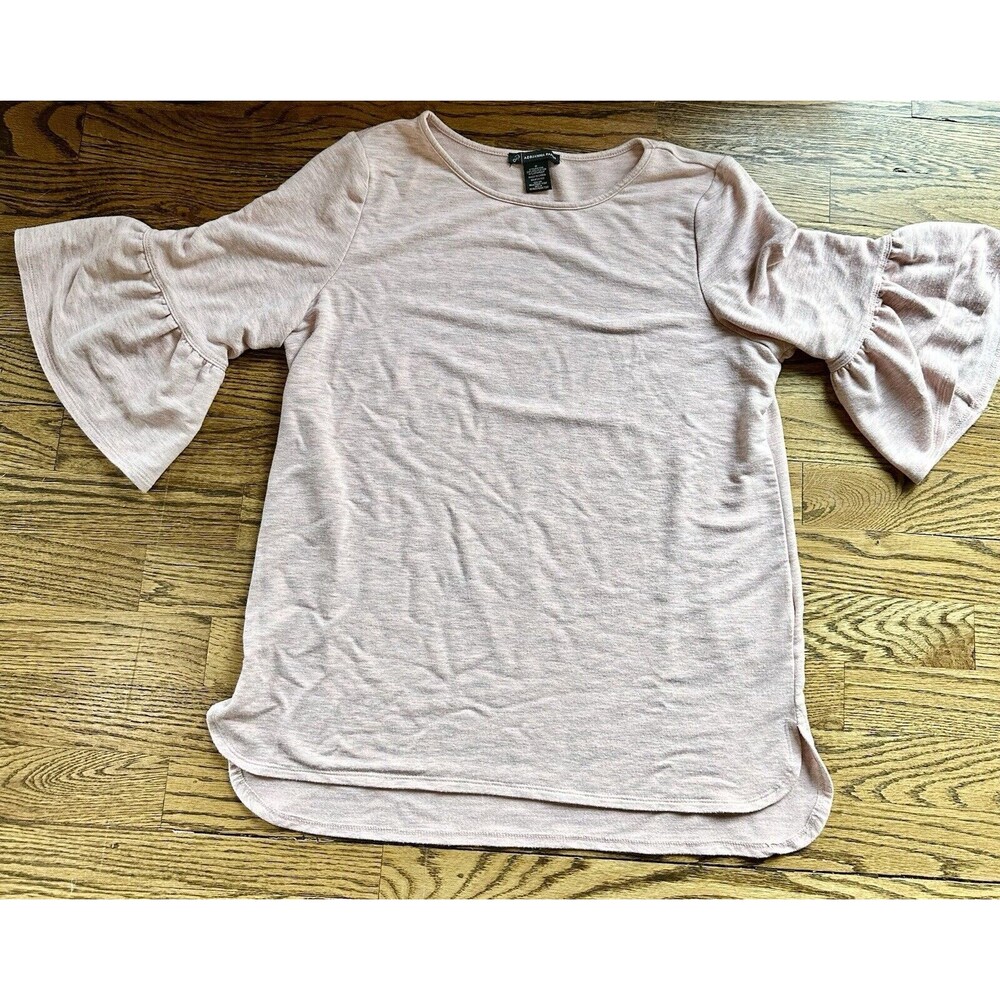 Adrianna Papell Ruffle Sleeve Top Heather Pink Women's Sz Small Classic